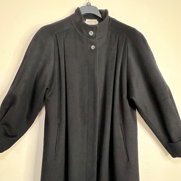 VTG Ashley Scott L Black Heavy Wool Long Coat  Button Closure Pockets Y2K USA - Picture 13 of 16